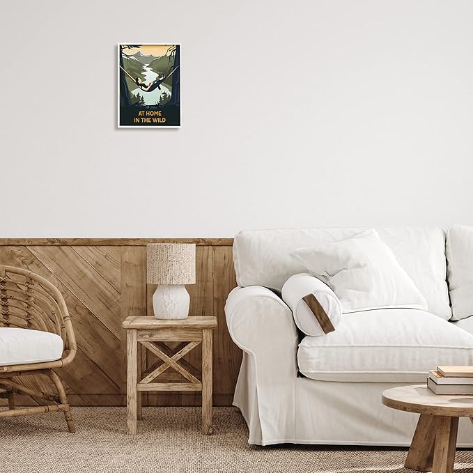 Stupell Industries Home In Wild Mountainside River Landscape Hammock Girl, Design by Omar Escalante