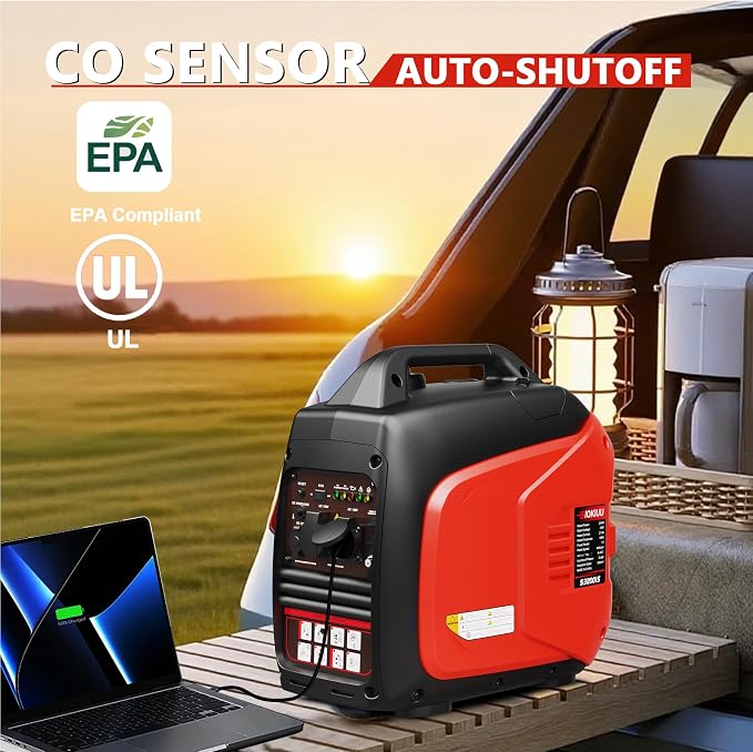 3200W Portable Generator Super Quiet Inverter Generator Ultra Lightweight for Home Backup Outdoor Camping, CO Sensor Protect, EPA, ECO Mode