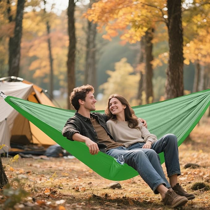 Safari Green Solid Color Pure Plain 330lb Capacity Outdoor Hammock with Portabl Carry Bag Portable Hammock for Outside Camping Essentials hamaca para Patio Exterior