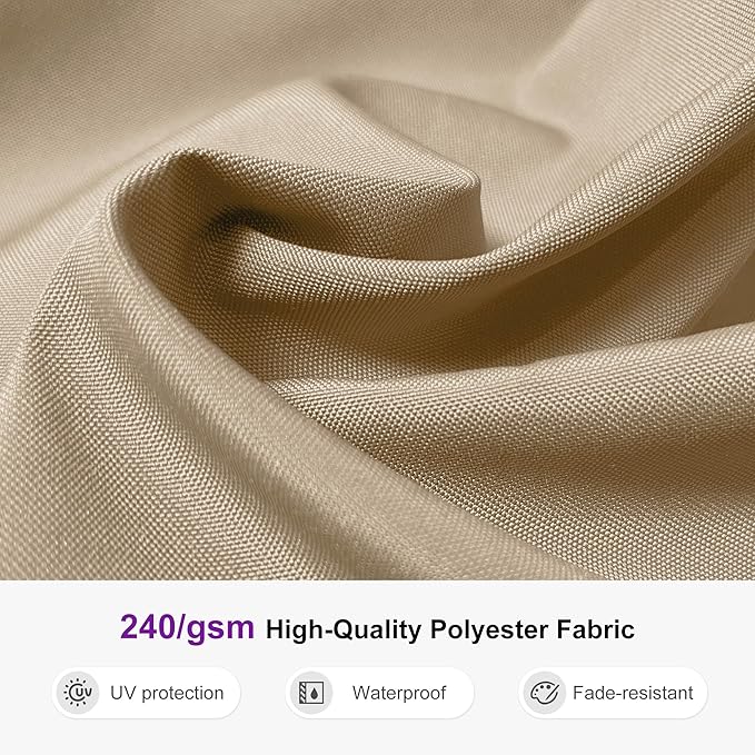 PURPLE LEAF 10' X 13' Double Top Deluxe Wood Pattern Rectangle Patio Umbrella Offset Hanging Umbrella Outdoor Market Umbrella Garden Umbrella, Beige