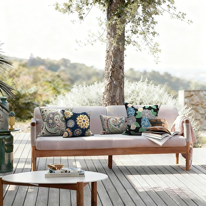 LVTXIII Outdoor Pillows 20x20 Inch, 2 Pack Large Decorative Square Throw Pillows with Inserts for Couch, Bed, Floor Seating, Patio Furniture, Sketch Peony