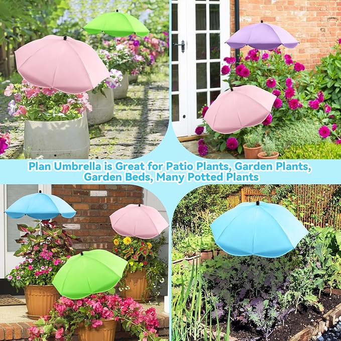 Plant Umbrellas for Outdoor Plants, 26" Larger Plant Shade for Potted Plants and Garden Beds, 40" Adjustable Angle Sun Protection Shade Cover Garden Umbrella for Plants, Flowers, Vegetables