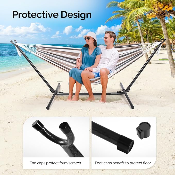 ONCLOUD 550 LBS Capacity Hammock Stand with Portable Carrying Bag, Heavy Duty 2-Person Hammock Frame for Outdoors & Indoors-Black