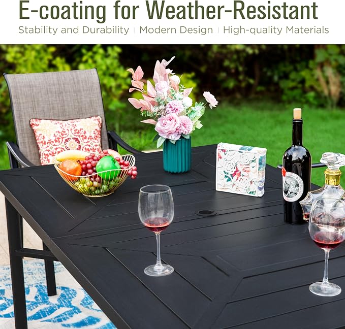 Sophia & William Patio Dining Set 7 Pieces, 6 Quick Dry Textilene Chairs and 1 Large 64" Metal Dining Table, Durable All-Weather Patio Furniture for Lawn, Park, and Courtyard Support 350lbs