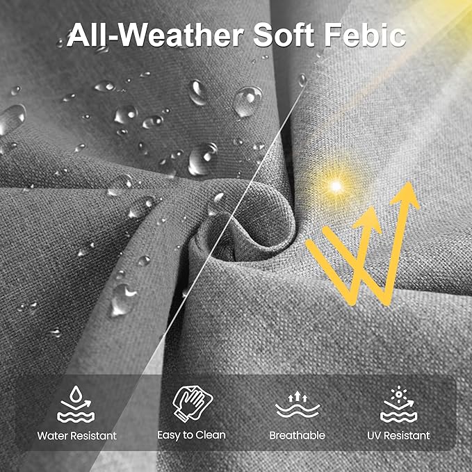 Aluminum Outdoor Patio Furniture Set with Height-adjustable Footrest for Lawn Porches Patio, 6-Seats All-weather Patio Sofa Sets with Coffee Table, Modern Outdoor Patio Conversation set, Grey