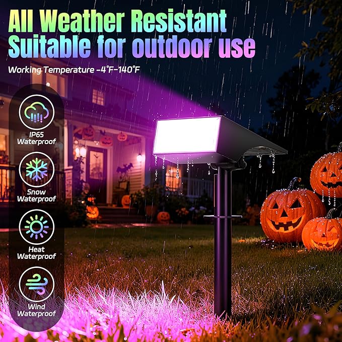 WENATY Solar Spot Lights Outdoor Color Changing, [7 Mode/2 Pack] Christmas Landscape Spotlights, Solar Lights Outdoor Waterproof,Led Powered Flood Light for Halloween Pathway Yard Garden Tree Walkway
