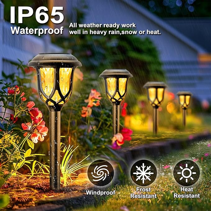 Anordsem Solar Garden Light Outdoor：6 Pack LED Waterproof Pathway Lighting - Uniquely Designed Modern Durable Decorative Lights for Lawns Walkways Backyards - Gifts for Gardening Enthusiasts