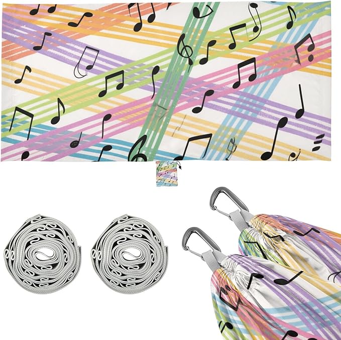 Colorful Cartoon Sheet Music 330lb Capacity Hammocks for Camping with Hanging Rope Fabric Hammock for Outside Beach Patio Garden hamaca para adultos