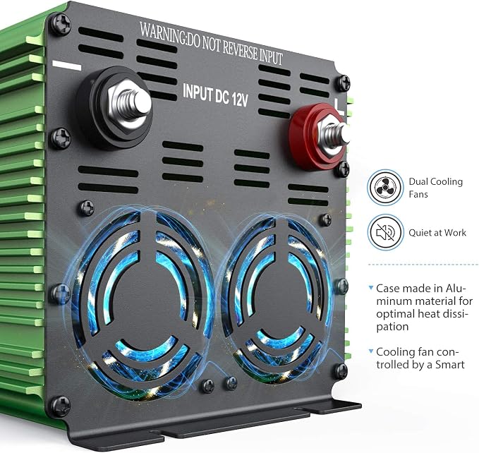 EDECOA 2000 Watt Power Inverter, DC 12V to AC 110V 120V 2000W Converter with LCD Display and Remote Controller Dual USB (with ET-RC Remote)