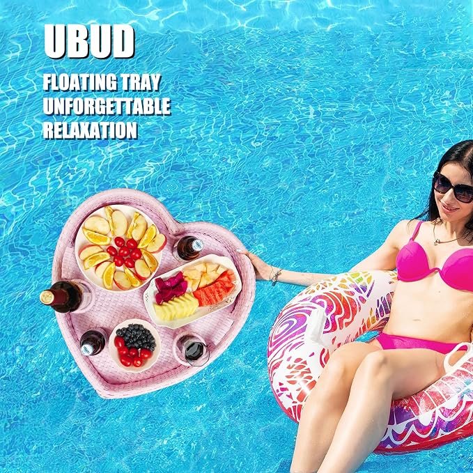 Floating Tray for Pool，Floating Pool Tray, Floating Tray - Floating Pool Table, Ideal for Food & Drinks - Floating Table for Pool - Essential Floating Food Tray for Pool Activities(Heart-Shaped)