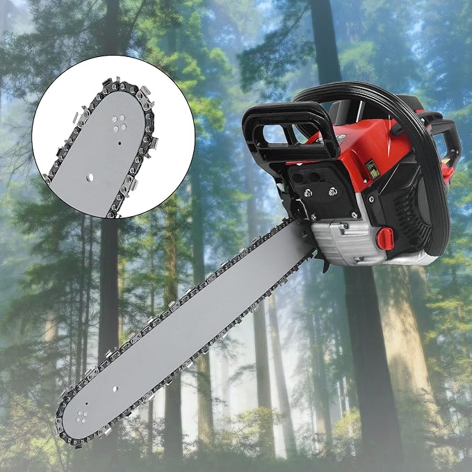 68cc 2-Cycle Gas Chainsaw 18Inch Gasoline Powered Chainsaw Handheld Anti-vibration System Gasoline Chain Saw Kits for Cutting Wood Outdoor Garden Farm with Tool Kit Thicken the Brake Handle USA STOCK