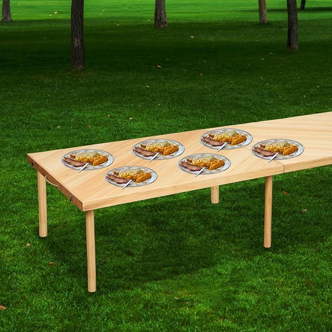 80"x28" Boho Wooden Picnic Table, Portable Outdoor Low Picnic Table with Adjustable Legs 13" & 16" for Floor Seating, Beach, Camping, BBQ, Backyard, 80x28in