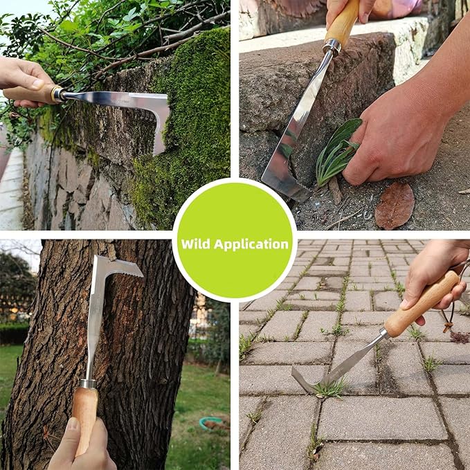 Crack Weeder, Stainless Steel Crevice Weeding Tool, L-Shaped Side-Walk Weed Puller Spatula, Efficient Manual Weeder for Sidewalk, Paver, Narrow and Wall Gaps