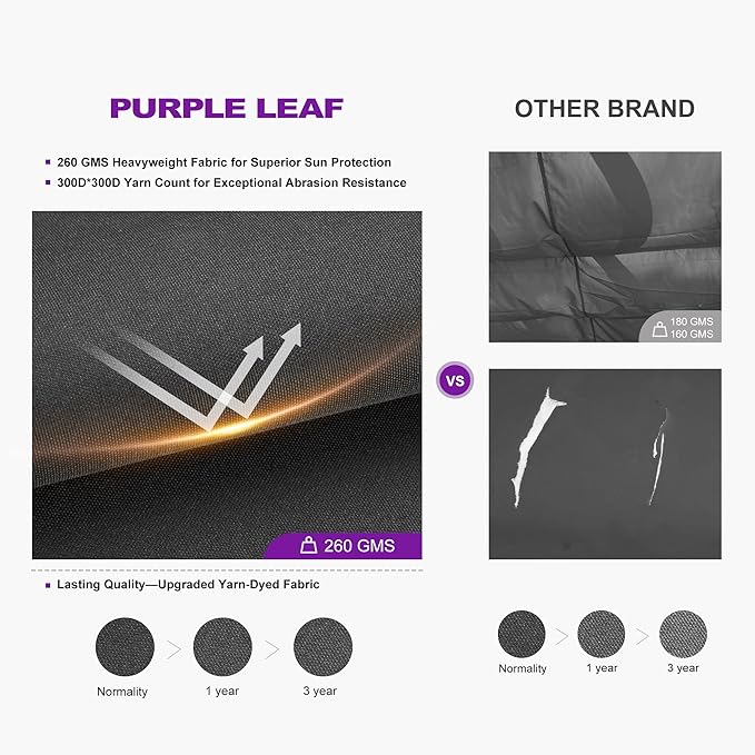 PURPLE LEAF 10' X 10' Outdoor Pergola with 4-Sided Curtains Retractable Canopy Patio Aluminum Sun Shade for Garden Deck Porch Gazebo Pavilion Grill Modern Yard Grape Trellis Pergola Gray
