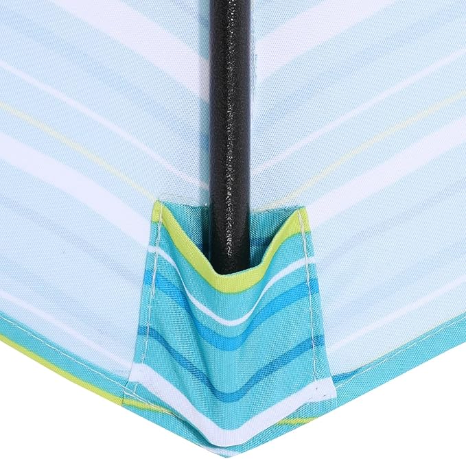 MASTERCANOPY Patio Umbrella 9ft Replacement Top for 8 Ribs-Turquoise Stripe Canopy Only