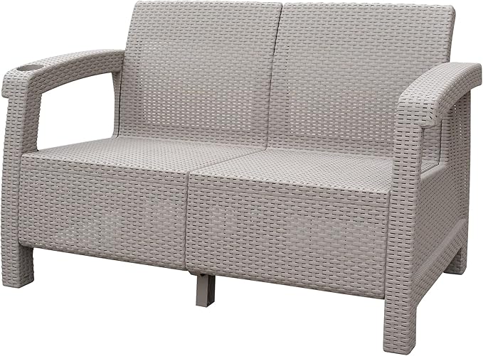 Jeco Pontus 4PC Grey Conversation Patio Set with Brick Red Cushion