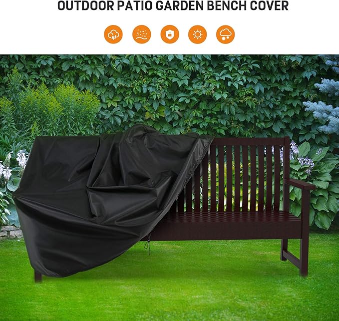 Outdoor Patio Bench Cover - 64 inch Covers for 3 Seat Outside Park Loveseat, Sofa, Glider & Furniture, Waterproof Patio Garden Bench Cover - 64 x 26 x 35 inch