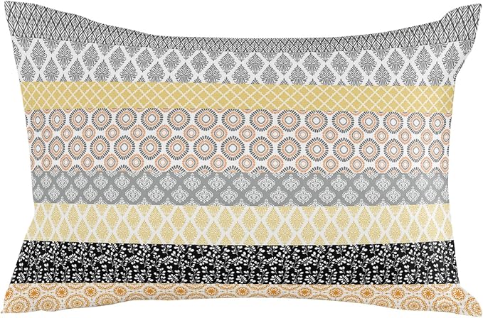 Outdoor Waterproof Throw Pillow Covers Set of 2 Yellow Boho Stripe Tribal Vingtage Lumbar Pillowcases 20x12 Inches Bohemian Style Decorative Pillows Cushion Case Patio Pillows for Couch Bed Garden