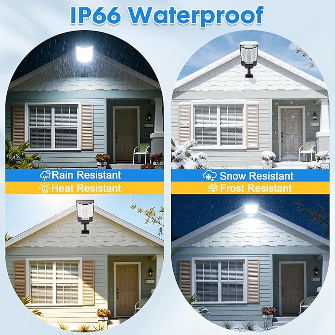 Solar Street Lights Outdoor, 2500LM Solar Security Lights with Remote Control, 270° Wide Angle IP66 Waterproof Motion Sensor Solar Flood Lights for Outside, Garage Yard Garden Fence Lighting, 6 Pack