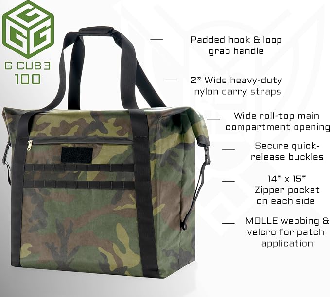 Xtreme Sight Line ~ G CUBƎ 100 Faraday Bag + XTECH Faraday Bag for Medium to Large Generators and Electronics ~ Protects Against EMP/CME/EMF/RF ~ Woodland Camo Combo