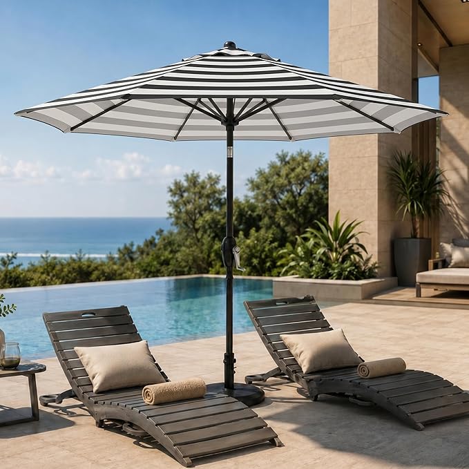 7.5ft Patio Umbrella, Outdoor Table Market Umbrella with Smooth Crank Lift, 6 Windproof Fiberglass Ribs, UPF50+ UV Protection for Deck, Pool, Garden and Backyard