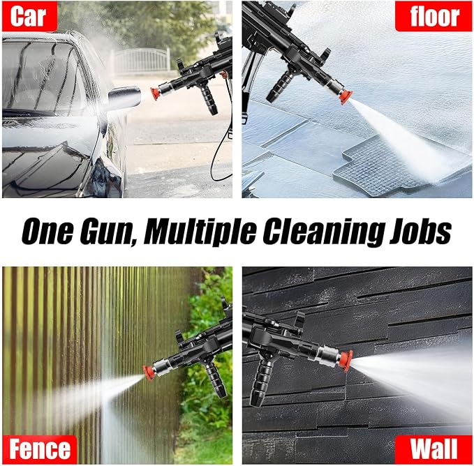 Swivel Pressure Washer Gun 3600 PSI – Easy Pull Trigger Handle with 3/8" Quick Connect Plug, Foam Cannon Compatible for Car, Home & Outdoor Cleaning (Black)