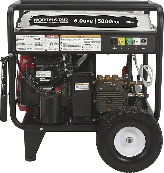 NorthStar Gas Cold Water Pressure Washer, 5000 PSI, 5.0 GPM, Honda Engine, Electric Start, Belt Drive, Model# 1571493