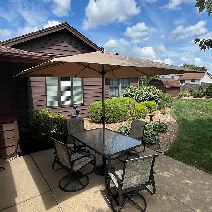 PURPLE LEAF 10' x 10' Square Patio Umbrella, Alumimum Outdoor Market Umbrella with 3 Year Fade Resistant, Pool Umbrella for Deck Garden, Patio, or Poolside, Lawn