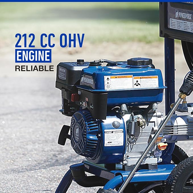 Powerhorse Gas Cold Water Pressure Washer, 3400 PSI, 2.7 GPM, Maintenance-Free Axial Pump, Steel Tube Frame
