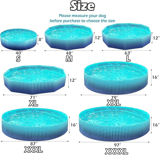 Jasonwell Foldable Dog Kiddie Pool - Hard Plastic Kids Paddling Pool Toddler Baby Swimming Pools for Backyard Collapsible Whelping Box Pet Doggie Cats Wading Pools Bathtub for Puppy Large Dogs 71In,G