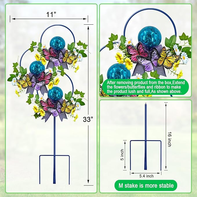 Solar Lights Outdoor Pathway,Triple Butterfly Flower Garden Stake with Colorful Lights for Yard,Patio,Lawn,Solar Powered Outside Decorations,Gifts for Women