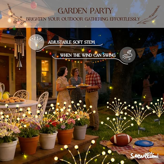 Solar Garden Lights Outdoor Decor(6pack,56LED) Upgraded Solar Swaying Light for Garden Decorative, Waterproof Firefly Light with Big Bulb, for Yard,Patio,Pathway,Party(Warm White)