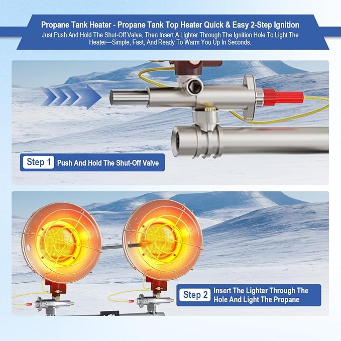 Propane Heater, 15000 BTU Propane Heater Outdoor, Propane Tank Top Heater with Tip-Over Protection, 3 Heat Settings, Safety Shut-Off Valve for Patio,Camp,Fish,Garage,etc.