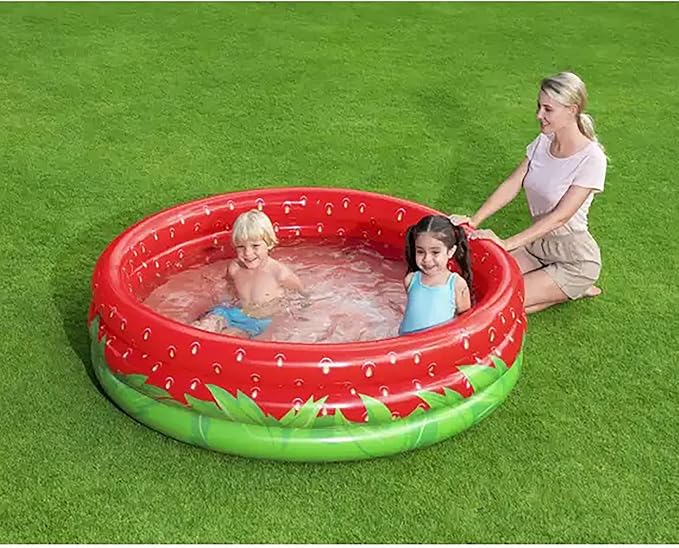Bestway: H2OGO!Sweet Strawberry Pool - 66" x H15 - Inflatable 3-Ring Play Pool, Kids,103 Gallon, Ages 2+