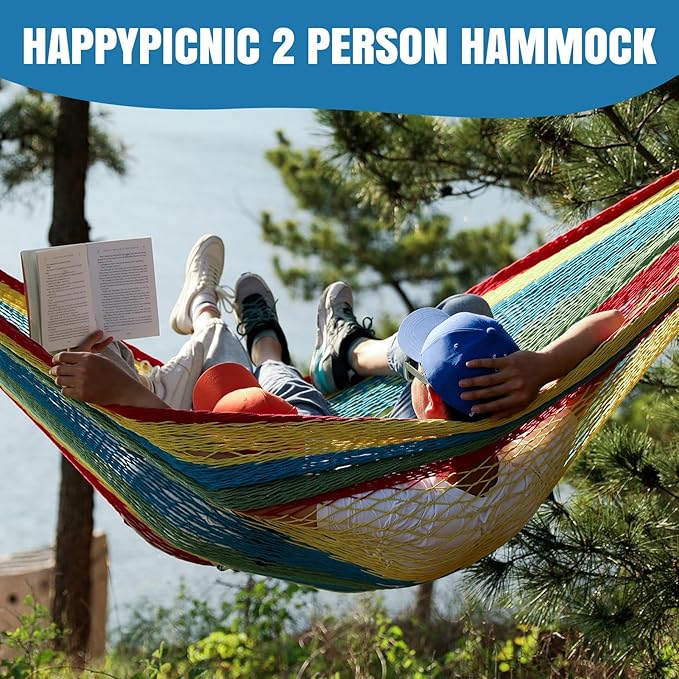 Handwoven Mayan Hammock - Portable Family Size With Carry Bag, Multi-Color for Travel, Camping, Backyard, Porch, Outdoor or Indoor Use (Colorful)
