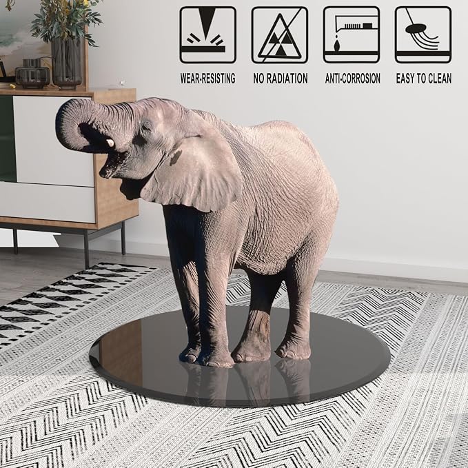32" Tempered Glass Table Top Round Black Surface 3/8'' Thick Beveled Edge Multipurpose for Dining, Coffee, Restaurant and End Table (3/8" Thick - Beveled Edge, 32 inch-Black)