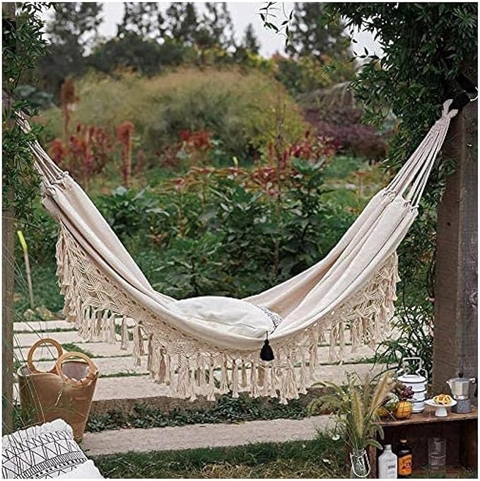 hammocks Hanging Hammock Large Double Deluxe Hammock Swing Bed with Carry Bag for Outdoor Patio Backyard Poolside Backyard Outdoorsy