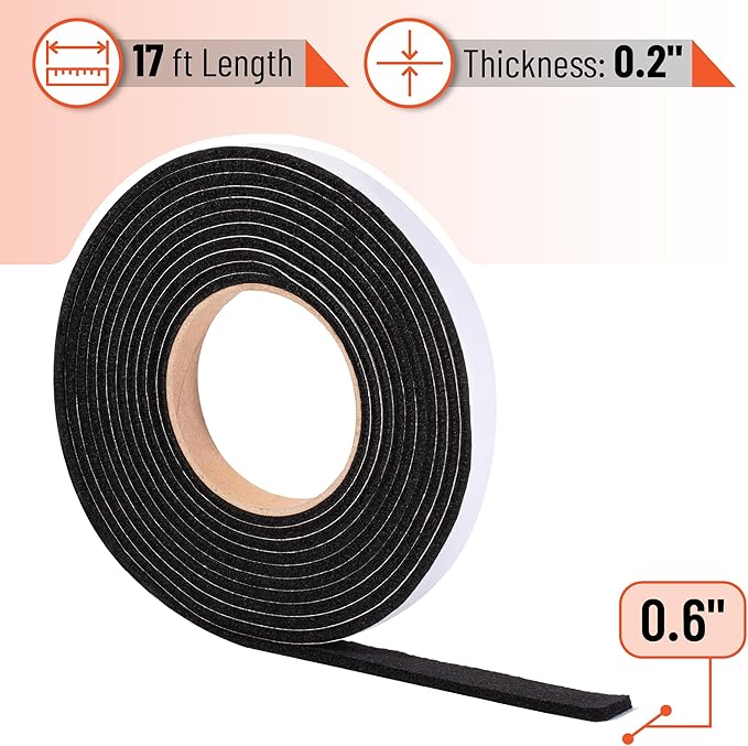 UNCO- Smoker Gasket, 17 Ft, 0.6" x 0.2”, Smoker Gasket Seal High Temp