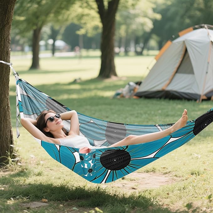 Black-Eyed Susan Simple Line Art Valentinesnes Cyan 330lb Capacity Hammocks Fabric Hammock for Outside Camping Essentials macas mexicanas de Patio para Adulto