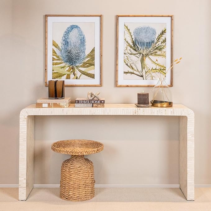 Bloomingville Beige Natural Water Hyacinth Side Table
