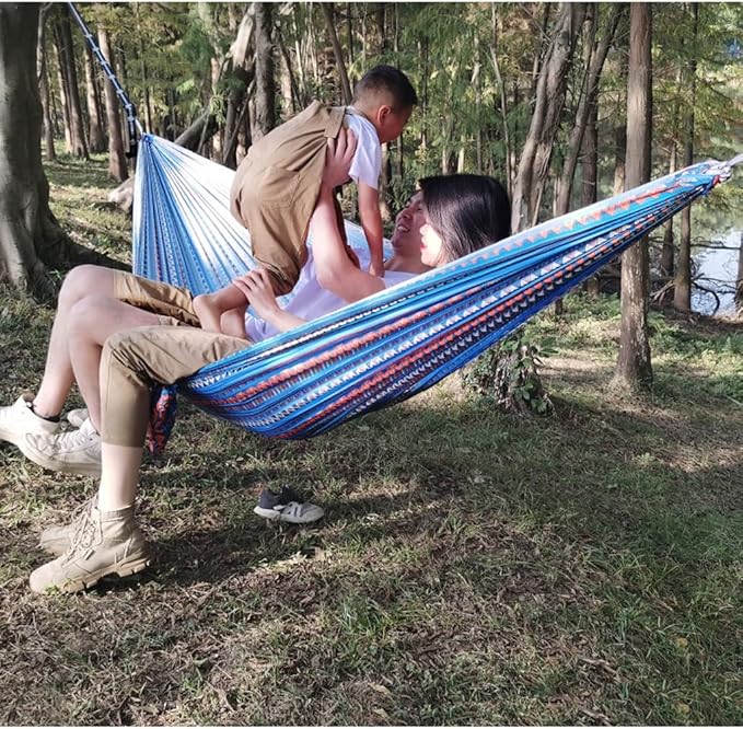 Outdoor Hammock Anti-Rollover Travel Camping Portable Hammock Hanging Chair Outdoor Portable Camping Travel Equipment (Color : Blue, Size : 260 * 140cm)