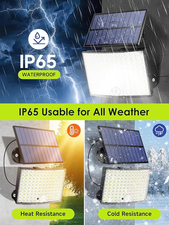 Solar Flood Lights Outdoor, [268LED/7M/5 MODES/2PCS]Solar Motion Lights Outdoor Waterproof, REMOTE+IP65+ 8-12H USE Luces Solares para Exteriores Lámparas Solares para Exteriores,Yard,Doorway,Garage