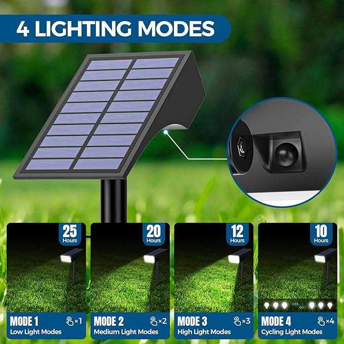 WENATY 12Pack Solar Spot Lights Outdoor, Solar Lights Outdoor Waterproof with 4 Light Mode 2-in-1 Landscape Spotlights Solar Powered Yard Garden Outside Flood Light for House Pathway Tree (Cool White)