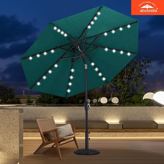 ABCCANOPY OLEFIN® 5-Year No Fading Patio Umbrella with Solar Lights (Turquoise)
