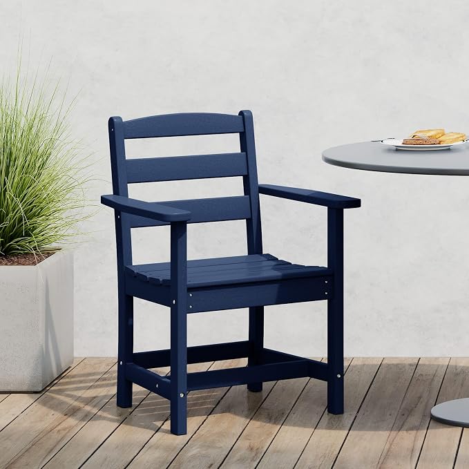 WestinTrends Ashore Outdoor HDPE Patio Classic Dining Arm Chair, Navy Blue