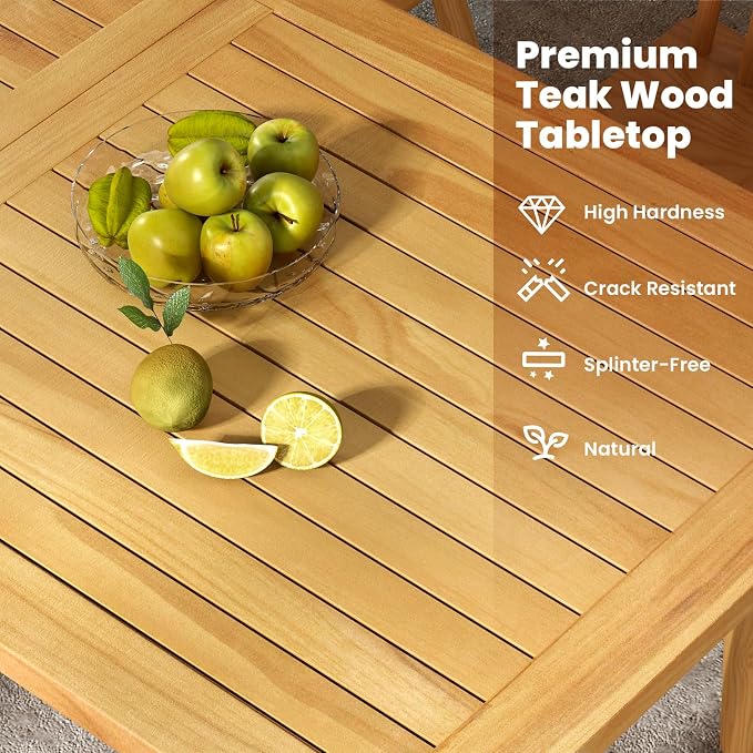 Tangkula 55” x 27.5” Wooden Tabletop, Slatted Table Top Board Split in 2 Square, Indoor Outdoor Rectangle Teak Wood Panel for Dining Table, Side Table (55” x 27.5”)