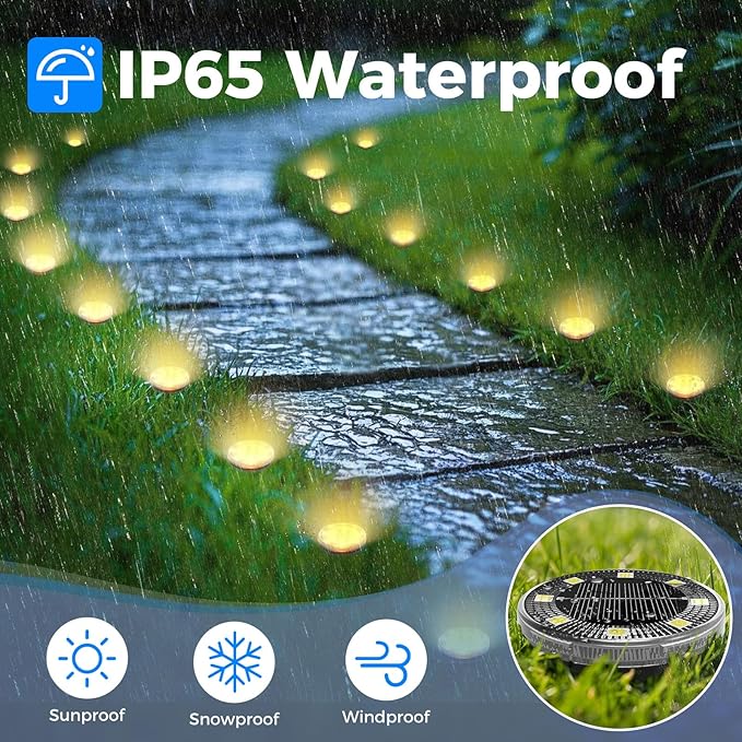 Peasur Mini Solar Ground Lights, 30 Pack Flat Solar Disc Lights Outdoor Waterproof, 2.3 Inch Small Solar Garden Lights Landscape Lighting for Outside Pathway Garden Yard Lawn Walkway,Warm White