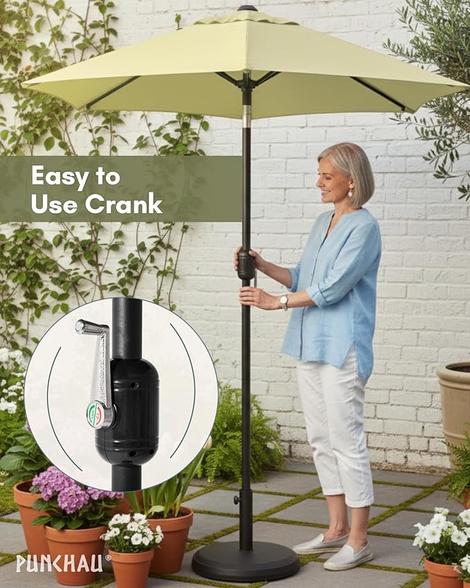 6 Ft Outdoor Patio Umbrella with Aluminum Pole, Easy Open/Close Crank and Push Button Tilt Adjustment - Sage Green Market Umbrellas