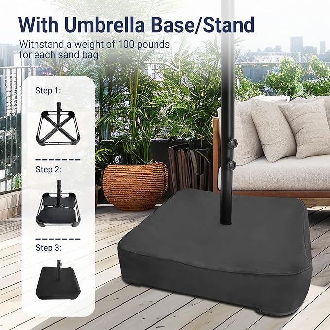 15ft Patio Umbrella with Base, 10-Year-No-Fade Large Outdoor Double-Sided Market Umbrella with UPF50+Terylene Polyester Fabric and Crank for Poolside Garden Deck Backyard Beach Pools