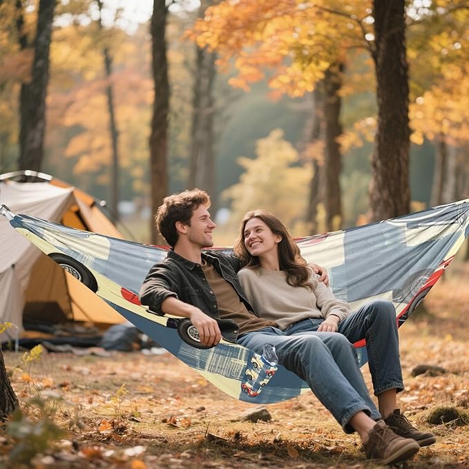 FRMG Cartoon Car Camping Hammock 500 lbs Capacity Portable Hammocks with Tree Straps & Attached Carry Bag, Camping Essentials Gear A0900423a